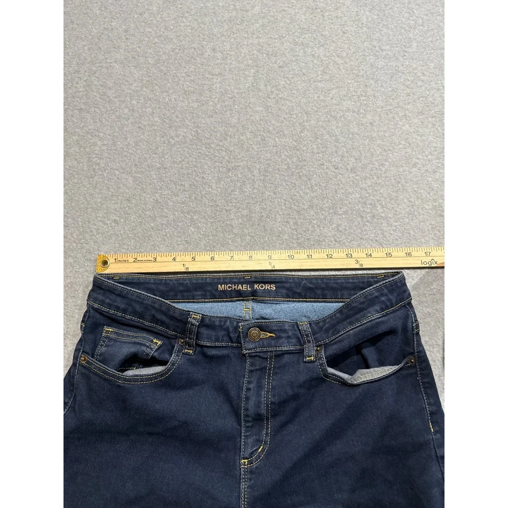 Michael Kors Izzy Skinny Jeans Womens Dark Blue Stretch Denim Size 12 33x28.5
